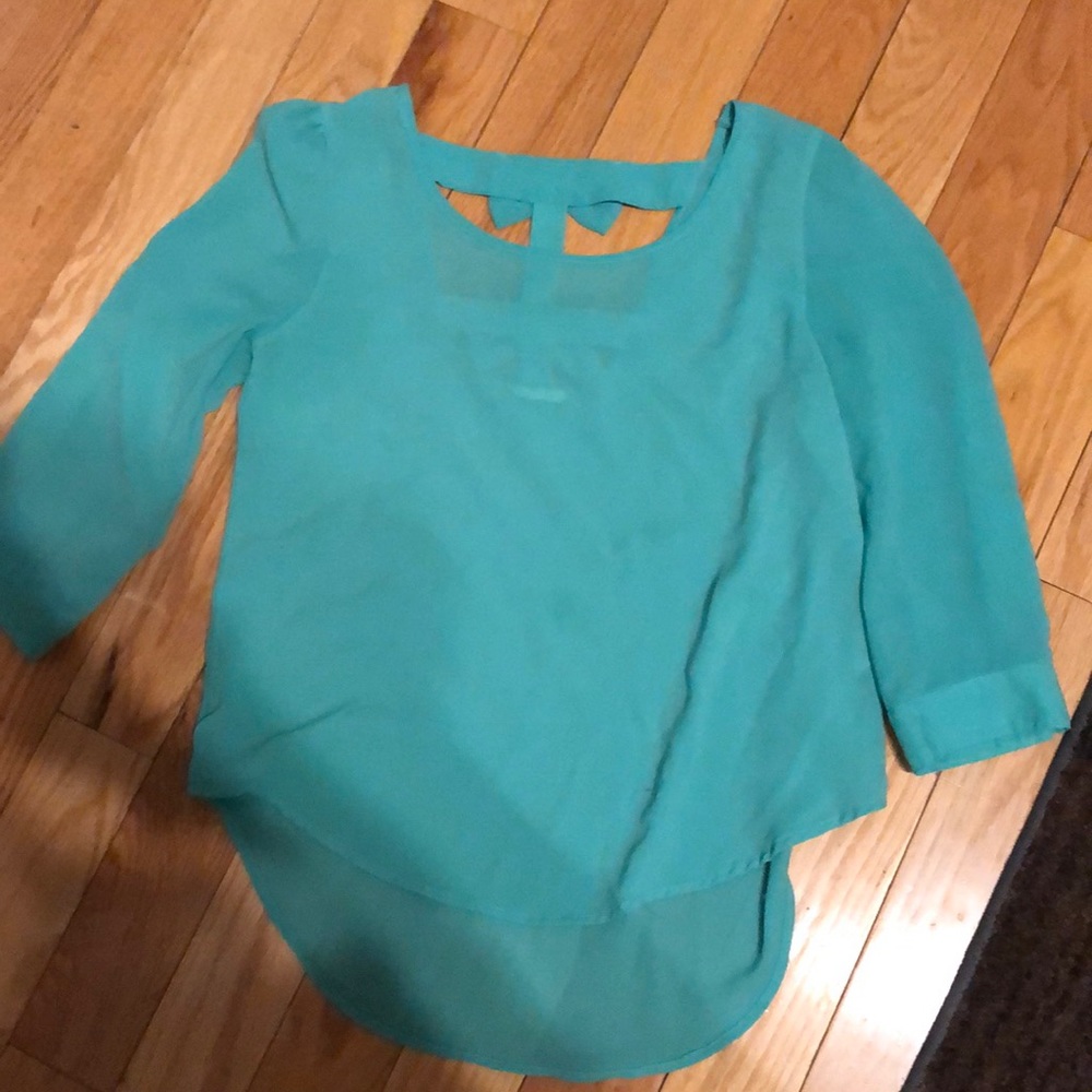 Mint Green Blouse With Open Bow Back